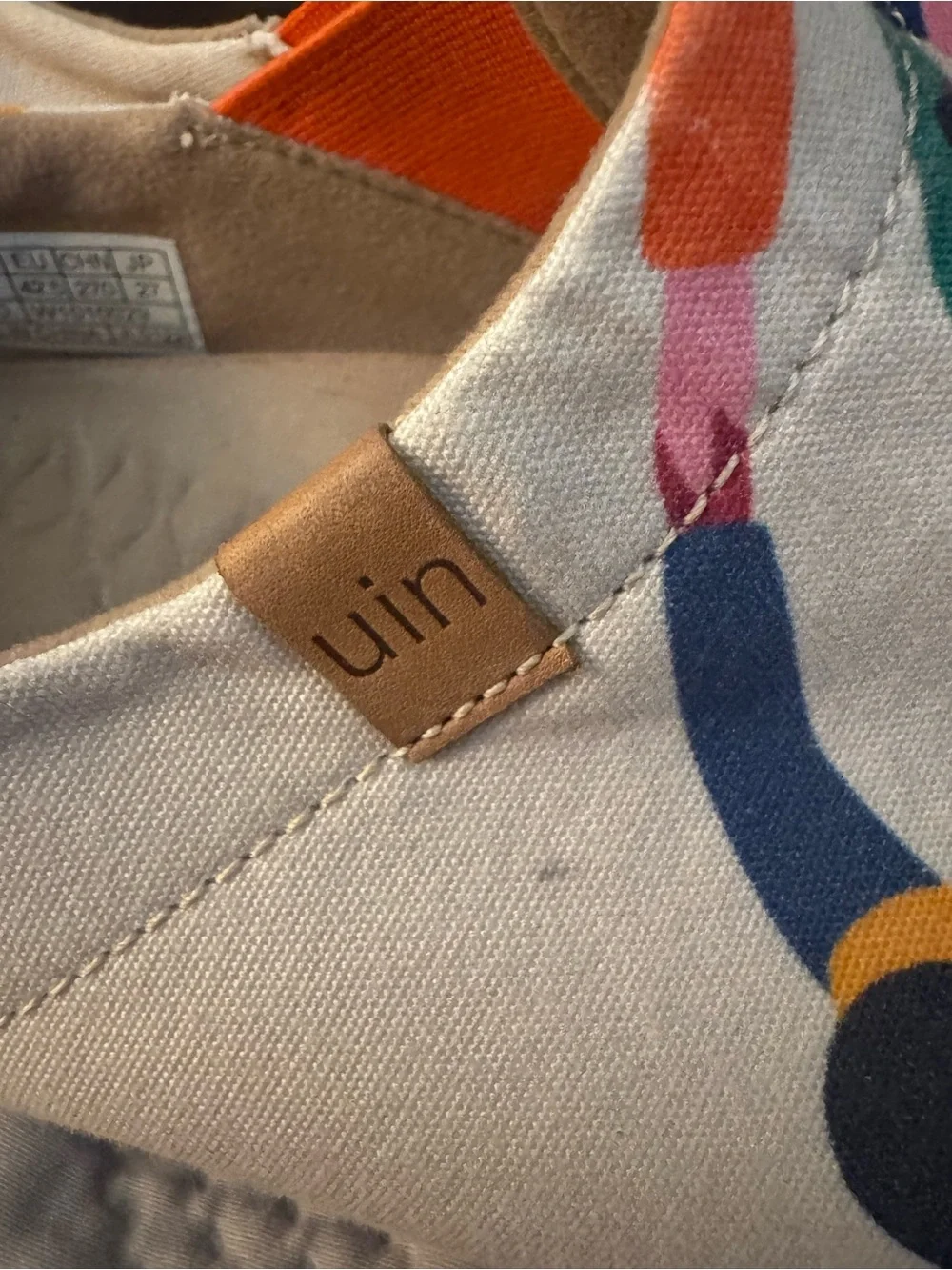 UIN Women Espadrilles Slip-On in Cream with Multicolor Rainbow Print size 10.5